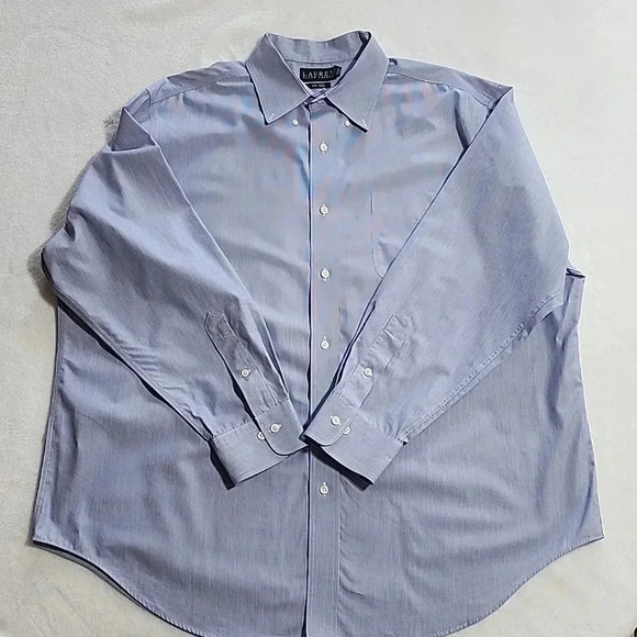 Men's Lauren Ralph Lauren Non-Iron Button Down Shirt, Blue, Size 18 34/35 EUC - Picture 1 of 9